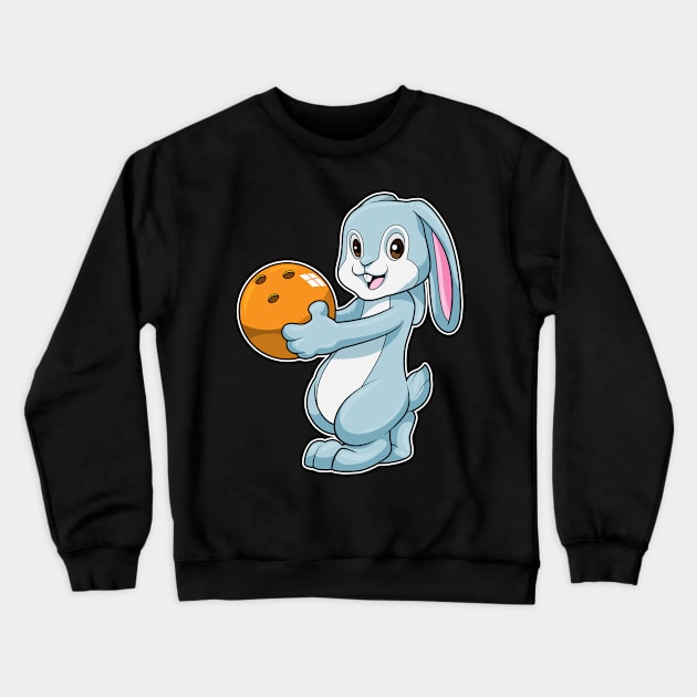 Rabbit at Bowling with Bowling ball Crewneck Sweatshirt by Markus Schnabel